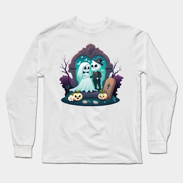 Cute Ghost Couple Long Sleeve T-Shirt by MelihsDump